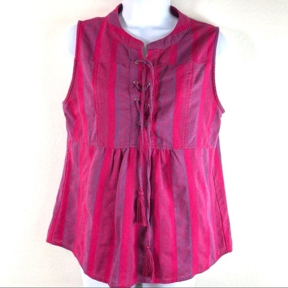 Ellison Linen Pink Lagenlook Sleeveless Top - Picture 1 of 9
